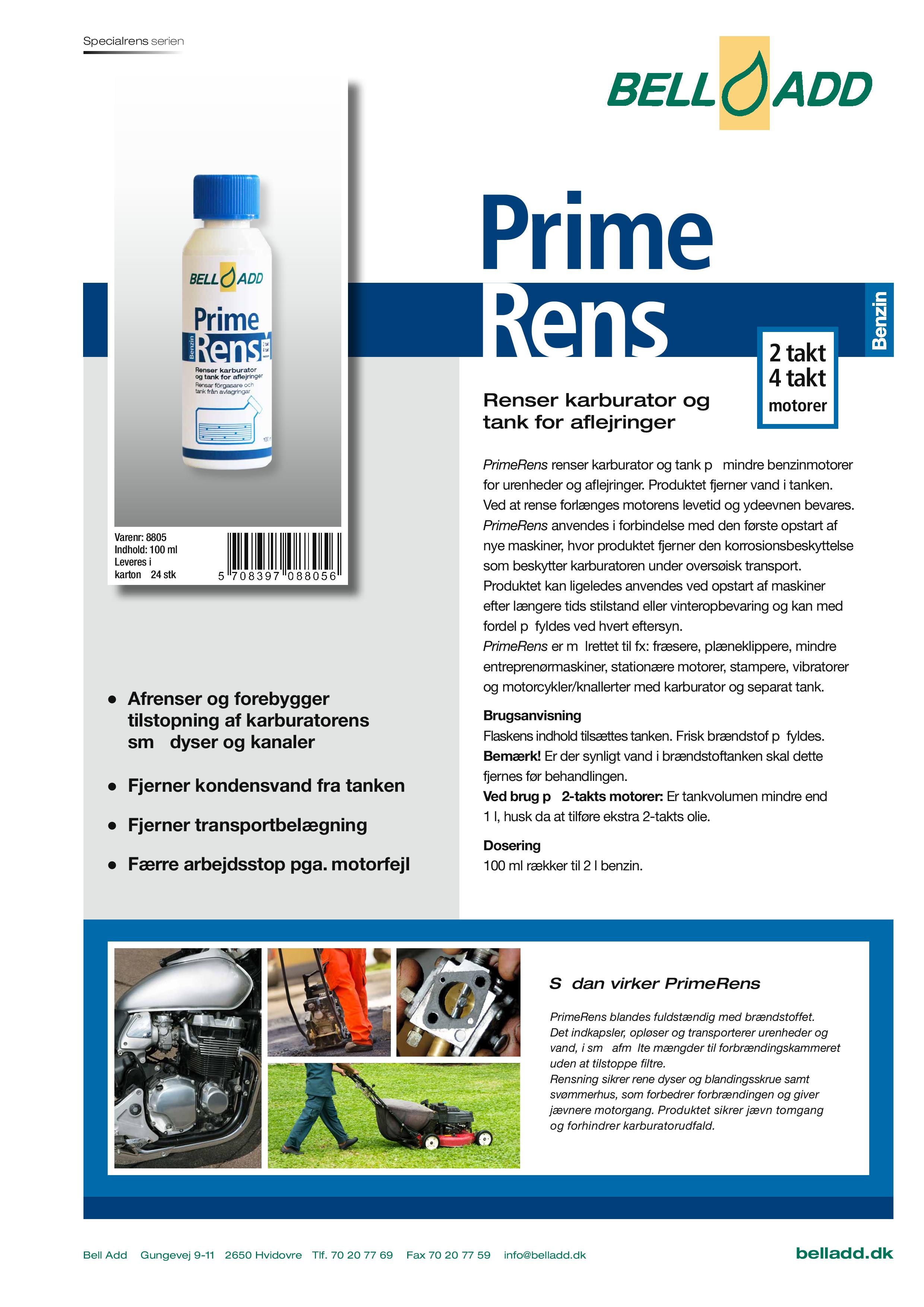Instruktion i brugen af Bell add prime rens