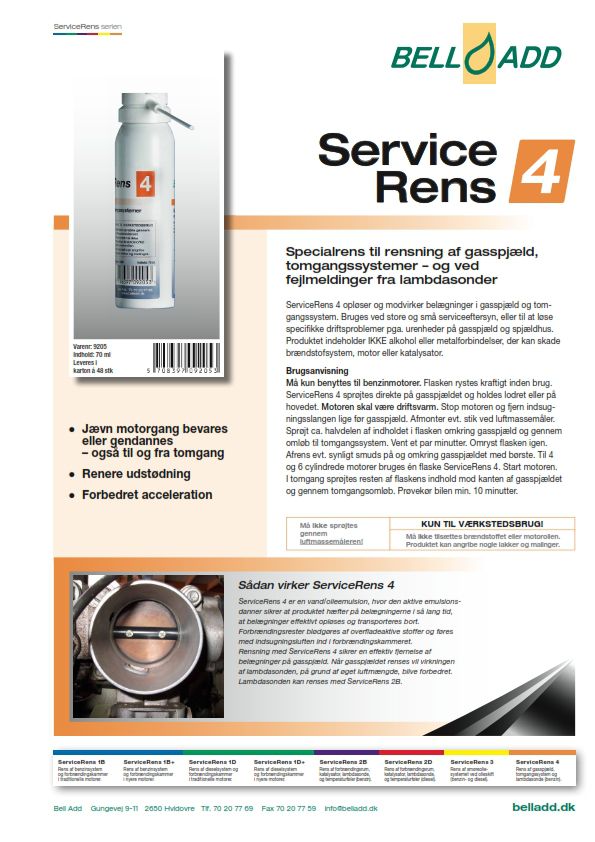 Instruktion i brugen af Bell Add servicerens 4