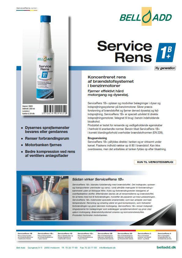 Instruktion i brug af bell add servicerens 1b+