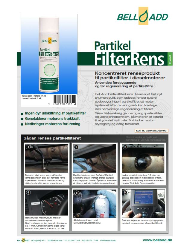 Instruktion i brugen af Belladd Partikelfilterens 9901